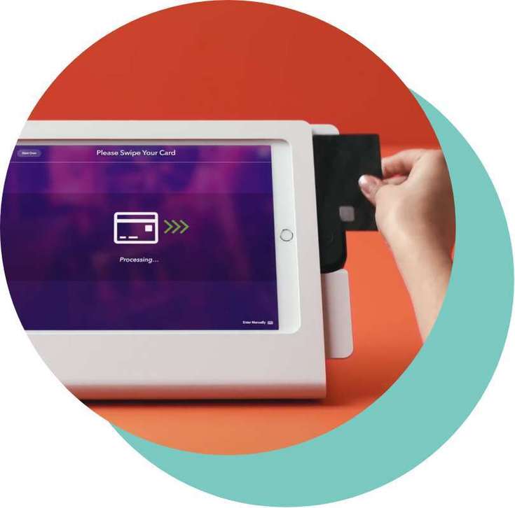 On-site event registration kiosk (iPad) with payment option