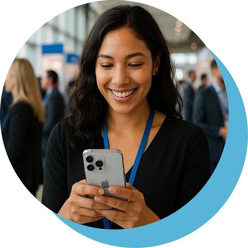 Attendee using the Expo Pass event mobile app on an iPhone