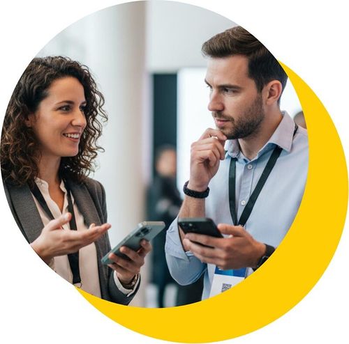 Attendees networking with the Expo Pass mobile event app