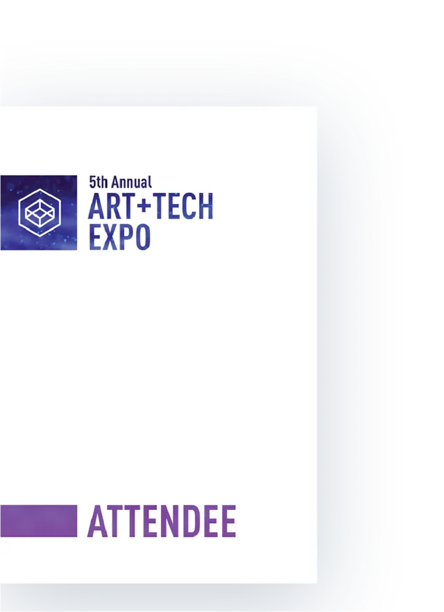 Pre-printed branded badge shell before the attendee name is added