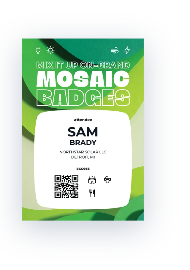 Plastic event badge sample