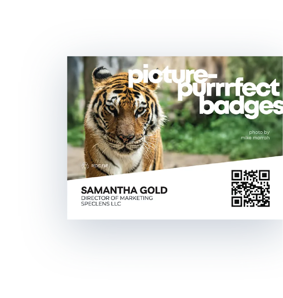 4×3 landscape event badge sample with photo artwork