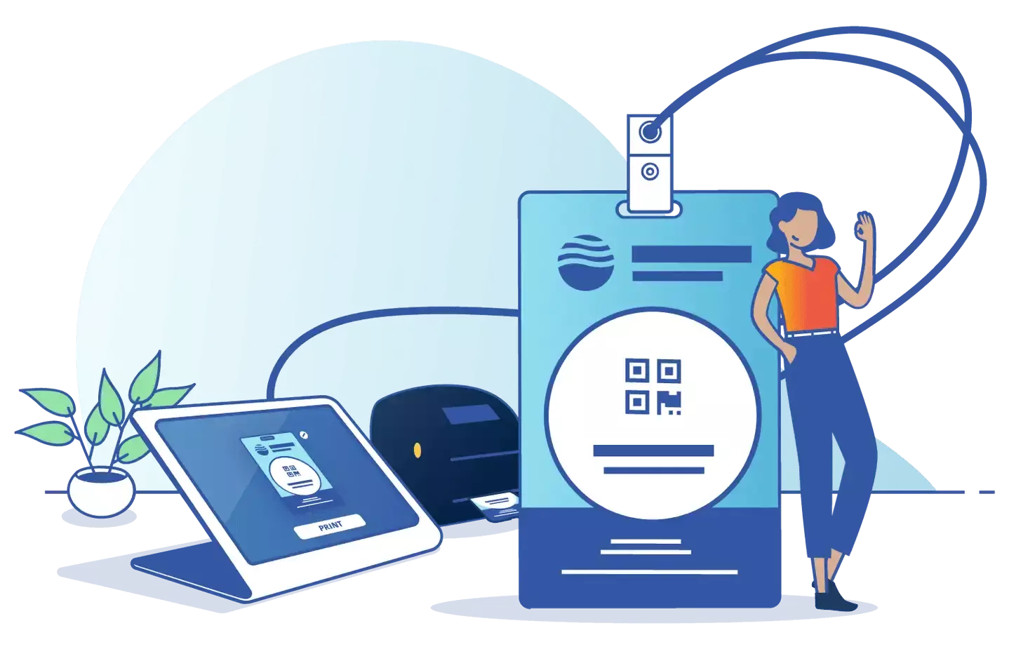 Custom on-site name badges, check-in equipment, printer and lanyards