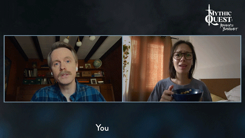 Two people are face-timing.