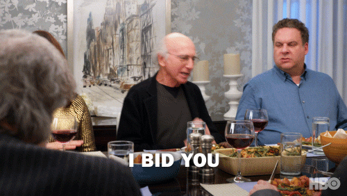 GIF of man getting up from table with the caption "I bid you adieu."
