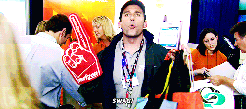 man covered in swag screaming swag.