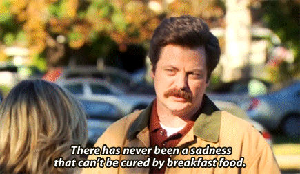 Man talking about breakfast as his favorite food.