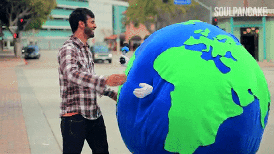 Earth Day Hugging Earth Mascot GIF