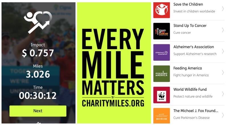 Chairty Miles advertisement with caption "Every Mile Matters"