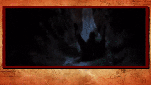 GIF of a man sliding down a waterfall tunnel with virtual viewers reacting to the scene