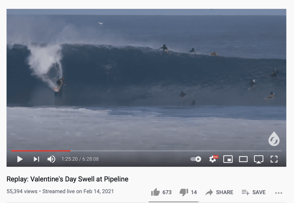 Surfline streamed the entire day of surfer experience in a continuous, unedited livestream 