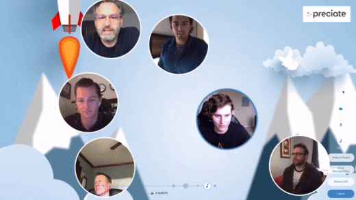 GIF showing virtual attendees networking using the Preciate virtual socializing platform