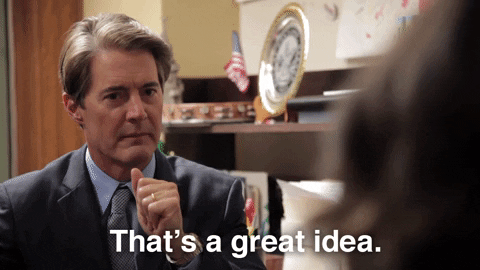 GIF of a man in a suit saying "That's a great idea. I like this idea".