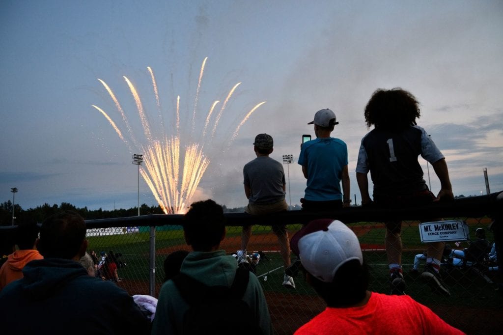 Fireworks at the Alaskan Baseball League's 4th of July event