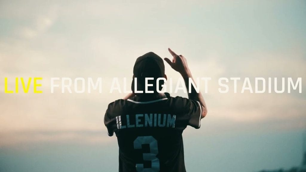 Illenium performance advertisement with caption: "Live from allegiant stadium"