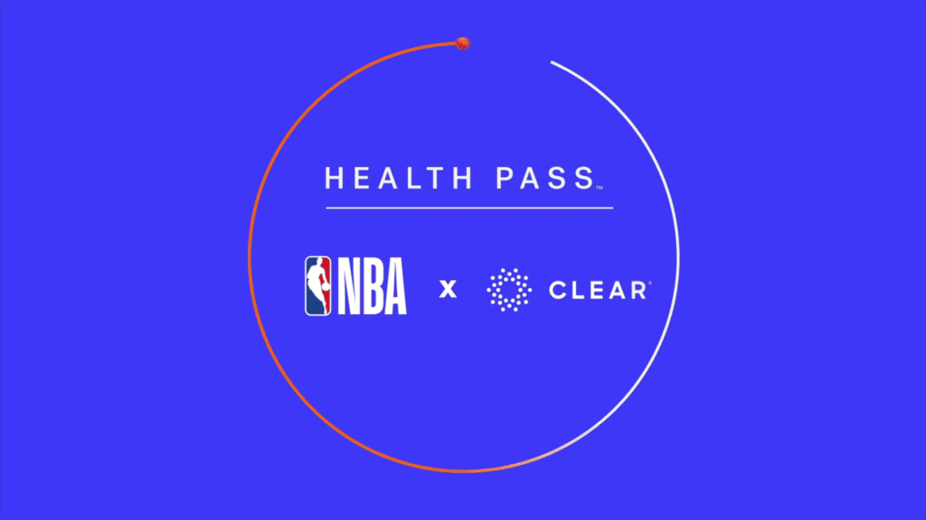 NBA x Clear health pass logo advertisement