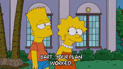 GIF of Lisa Simpson saying to Bart "Bart, your plan worked"