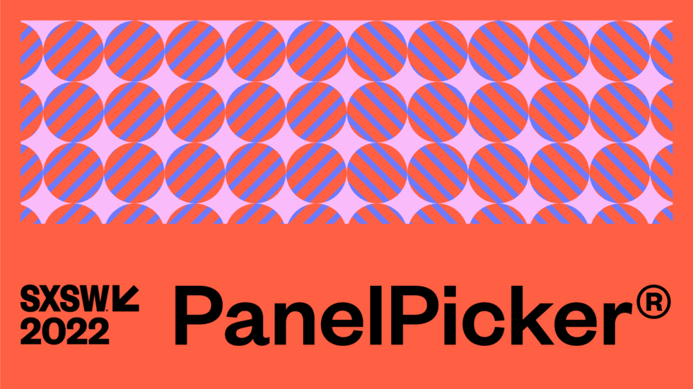 SXSW 2022 PanelPicker image with orange background and striped polka dots