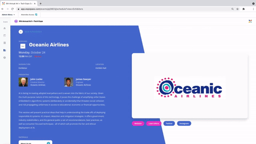 Exhibitor tool, Expo Pass virtual experience.