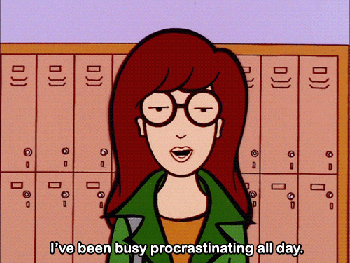 Girl talking about procrastinating. 