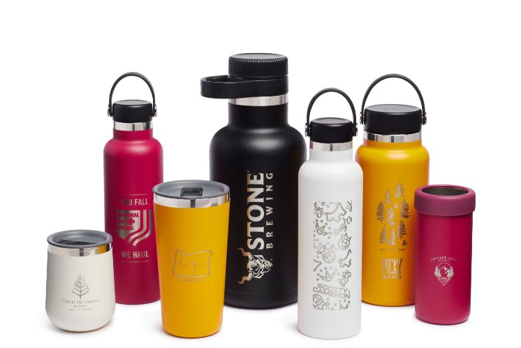 collection of reusable water bottles.
