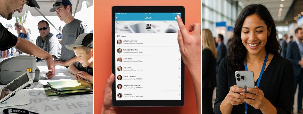 Event Tech Examples - Registration and onsite badge printing, QR code lead capture, mobile event app