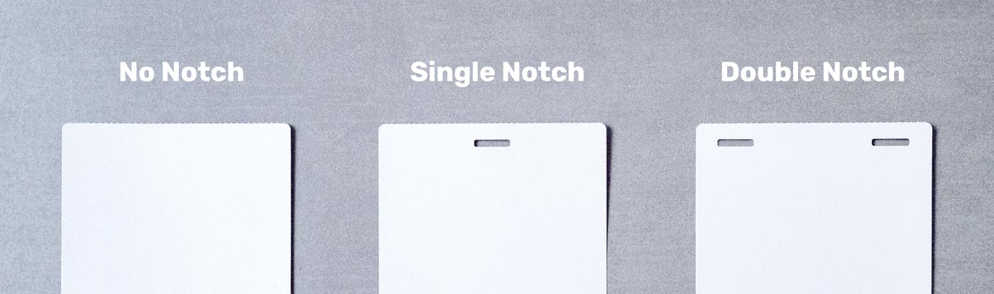 No notch event badge, single notch event badge, double notch event badge